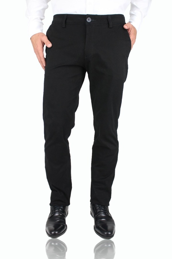 Pantalón Negro Corte Chino Slim Fit De Algodón Para Hombre